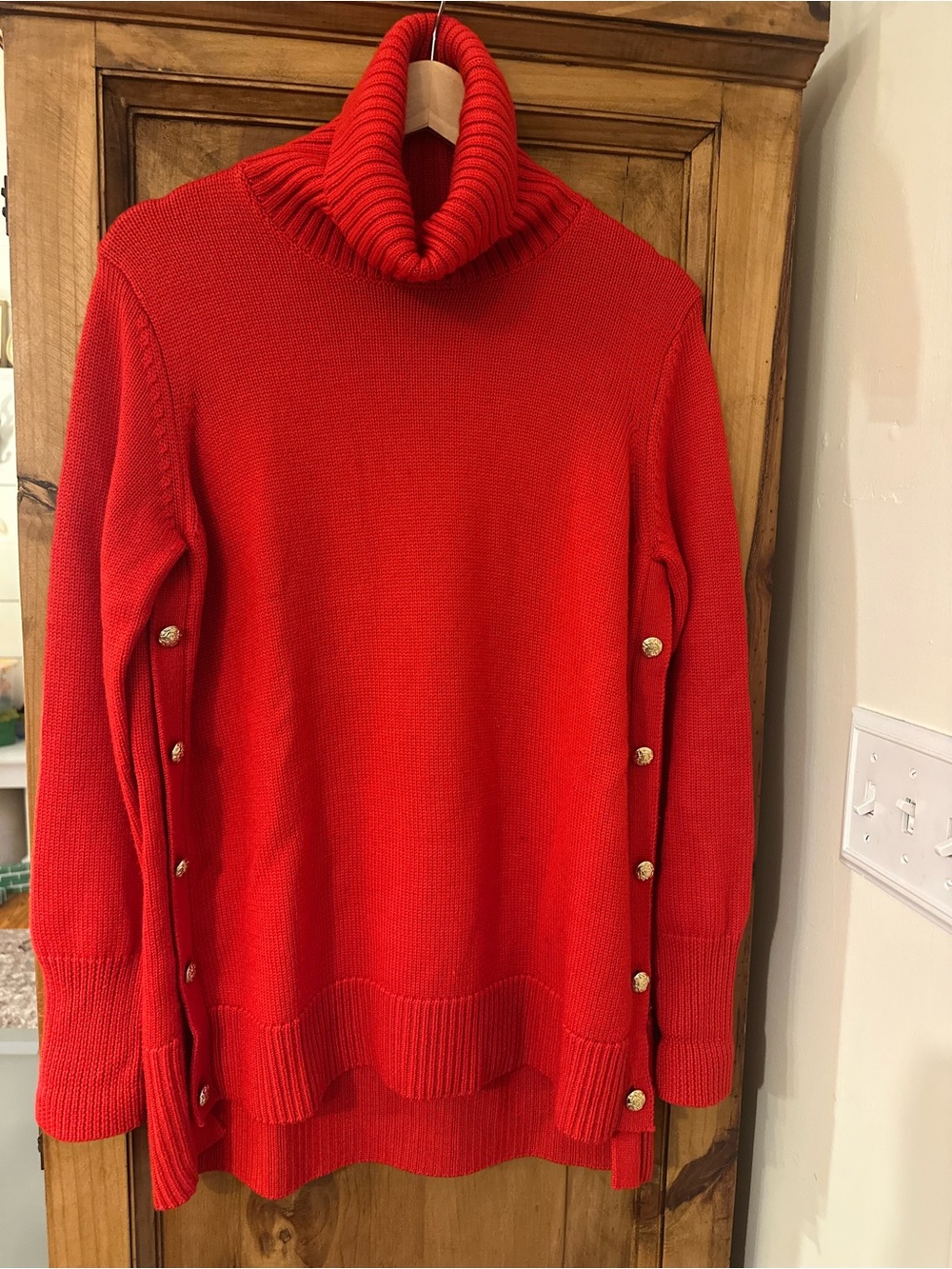 Tuckernuck Wool Sophia Bright Red Turtleneck Sweater Small